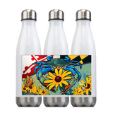 Maryland Blue Crab Black-Eyed Susan, Steel Slim Neck Bottle 18oz