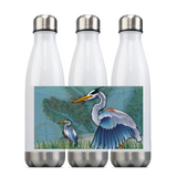 Coastal Blue Heron of the Chesapeake, Steel Slim Neck Bottle 18oz