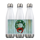 Coastal Holiday Crab Wreath, Steel Slim Neck Bottle 18oz