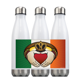 Irish Claddagh Crest, Steel Slim Neck Bottle 18oz