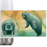 Coastal Florida Manatee, Steel Slim Neck Bottle 18oz