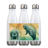 Coastal Florida Manatee, Steel Slim Neck Bottle 18oz