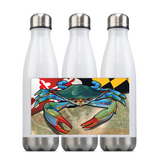 Maryland Blue Crab, Steel Slim Neck Bottle 18oz