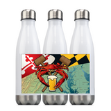 Maryland Crab Feast Crest, Steel Slim Neck Bottle 18oz