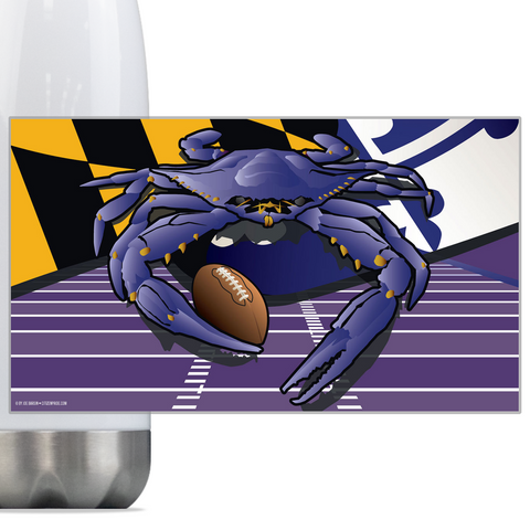 Ravens Sports Crab of Baltimore, Steel Slim Neck Bottle 18oz