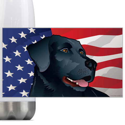 USA Black Lab, Steel Slim Neck Bottle 18oz