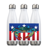 USA Blue Crab, Steel Slim Neck Bottle 18oz