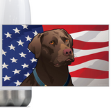 USA Chocolate Lab, Steel Slim Neck Bottle 18oz