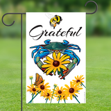 "BEE Grateful" Blue Crab Black-eyed Susan Flowers Garden Flag, 12x18