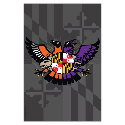 Maryland Birdland Terp Crest w/ MD Dark, Garden Flag, 12x18