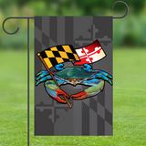 Blue Crab Maryland Banner Crest by Joe Barsin, Garden Flag, 12x18