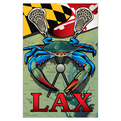 Blue Crab Maryland LAX, Garden Flag, 12x18