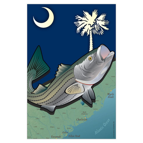 South Carolina Striped Bass, Garden Flag, 12x18