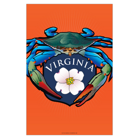 Blue Crab Virginia Dogwood Crest, Garden Flag, 12x18