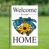 "Welcome to our Home" Blue Crab Black-eyed Susan, Garden Flag, 12x18