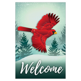 Red Cardinal Winter Welcome, Garden Flag, 12x18