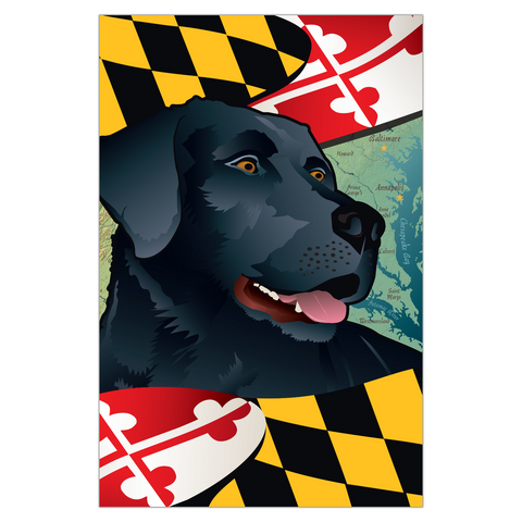 Maryland Black Lab Garden Flag by Joe Barsin, 12x18