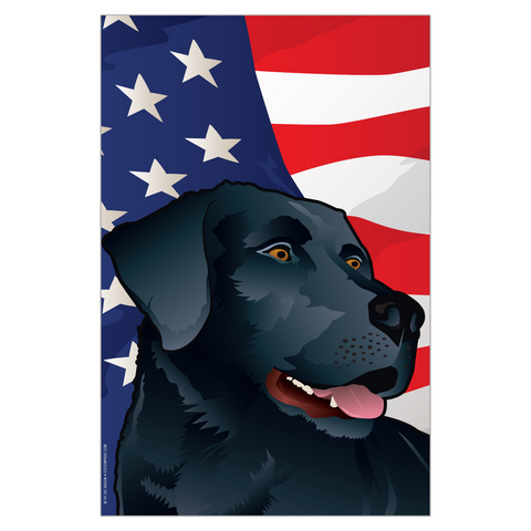 USA Black Lab Garden Flag by Joe Barsin, 12x18