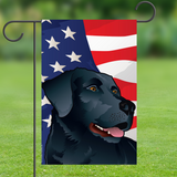 USA Black Lab Garden Flag by Joe Barsin, 12x18