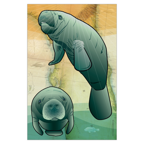 Coastal Manatee of Florida Garden Flag by Joe Barsin, 12x18