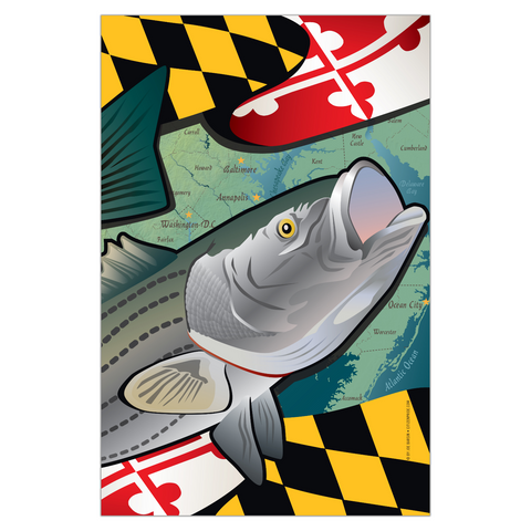 Maryland Rockfish Garden Flag by Joe Barsin, 12x18