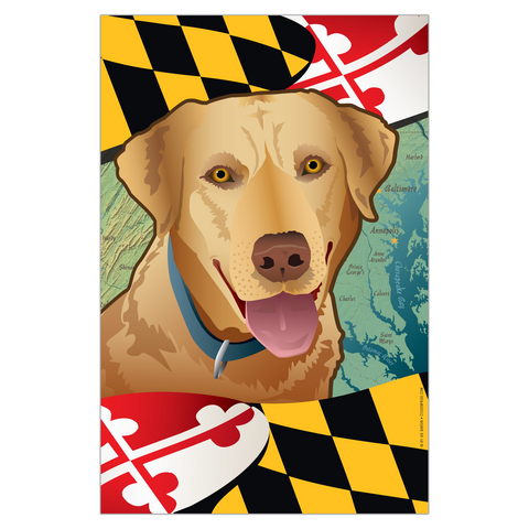 Maryland Yellow Lab Garden Flag by Joe Barsin, 12x18