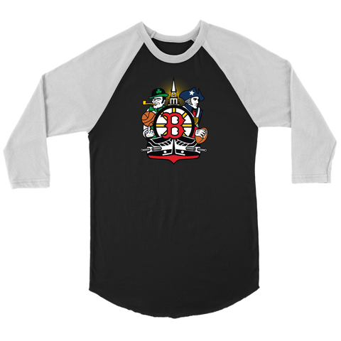 Boston Sports Fan Crest - Unisex 3/4 sleeve raglan shirt