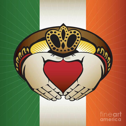 Irish Claddagh Square Crest  - Art Print