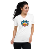 Blue Crab LOVE Crest - Unisex Short Sleeve V-Neck T-Shirt