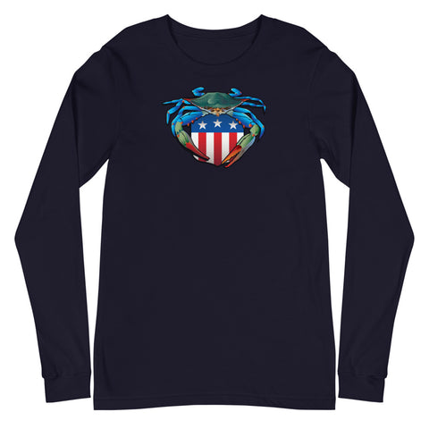 Blue Crab USA Crest, Unisex Long Sleeve Tee