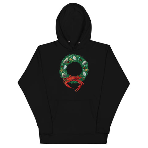 Holiday Crab Wreath, Unisex Hoodie