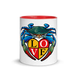 Blue Crab LOVE Crest - Mug with Color Inside