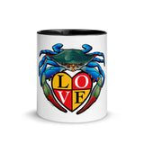 Blue Crab LOVE Crest - Mug with Color Inside