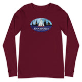 Annapolis Red Sailboat Oval, Unisex Long Sleeve Tee