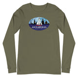 Annapolis Red Sailboat Oval, Unisex Long Sleeve Tee