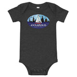 Annapolis Red Sailboat Oval, Baby Onesie