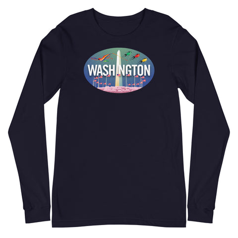 Washington DC skyline Oval, Unisex Long Sleeve Tee