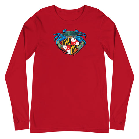 Blue Crab Maryland Crest, Unisex Long Sleeve Tee