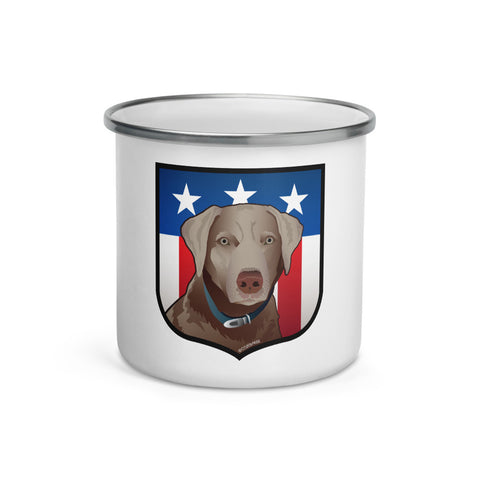 US Silver Lab, Enamel Mug 12 oz