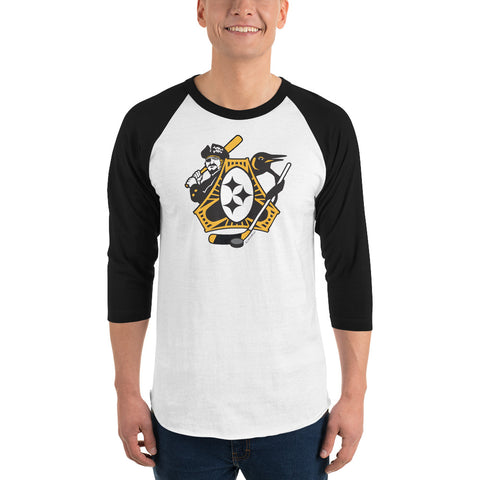 Pittsburgh - Three Rivers Roar Sports Fan Crest - 3/4 sleeve raglan shirt