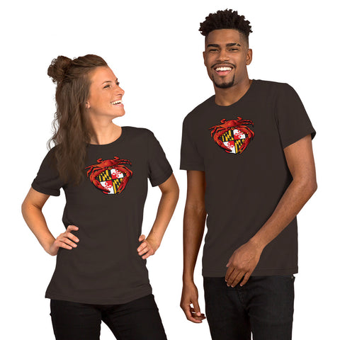 Red Crab Maryland Crest, Short-Sleeve Unisex T-Shirt