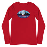 Annapolis Red Sailboat Oval, Unisex Long Sleeve Tee