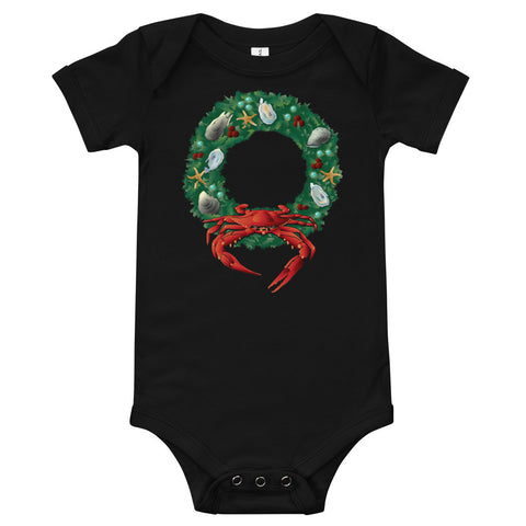 Holiday Crab Wreath, Baby Onesie