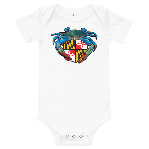 Blue Crab Maryland Crest, Baby Onesie