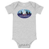 Annapolis Red Sailboat Oval, Baby Onesie