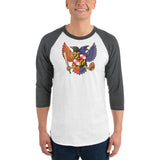 Birdland Baltimore Raven & Oriole Maryland Crest - Unisex 3/4 sleeve raglan shirt