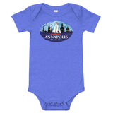 Annapolis Red Sailboat Oval, Baby Onesie