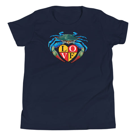 Blue Crab LOVE Crest - Youth Short Sleeve T-Shirt