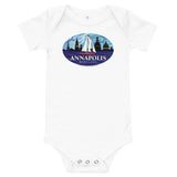 Annapolis Red Sailboat Oval, Baby Onesie