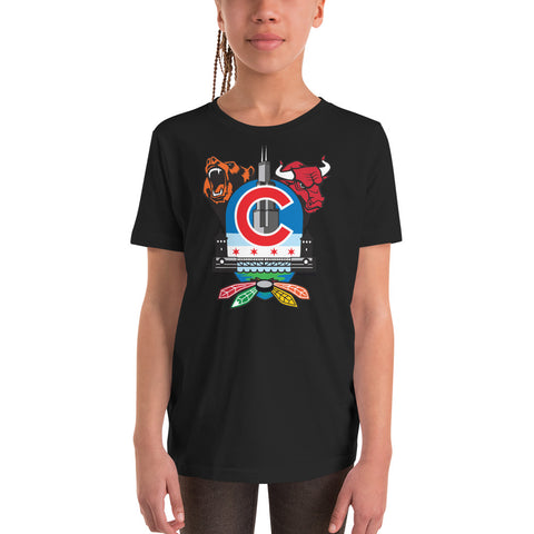 Chicago Sports Fan Crest - Youth Short Sleeve T-Shirt